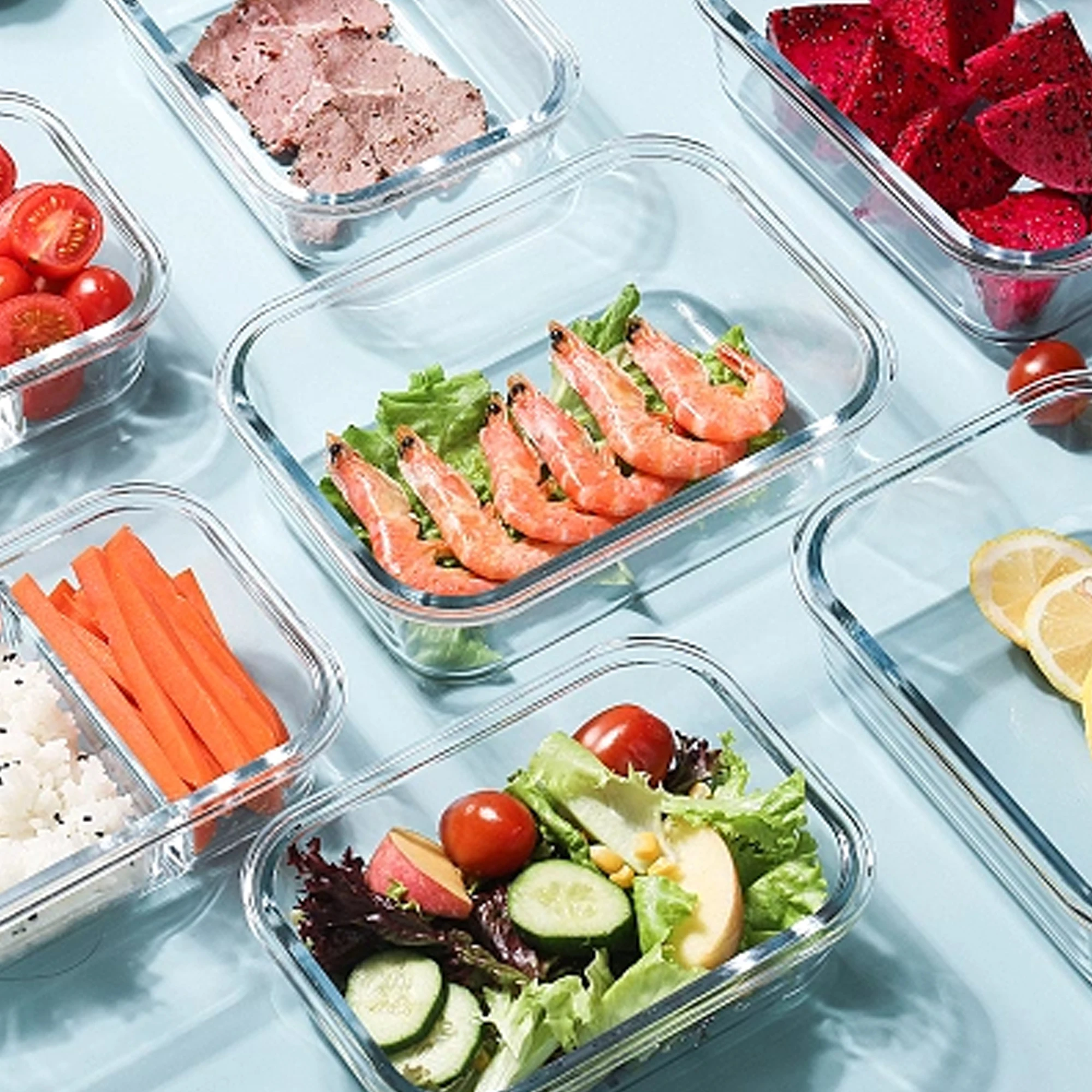 Индивидуальный офисный Ланч-бокс, контейнер для хранения пищевых продуктов из боросиликатного материала, кухонные стеклянные контейнеры с пластиковыми крышками