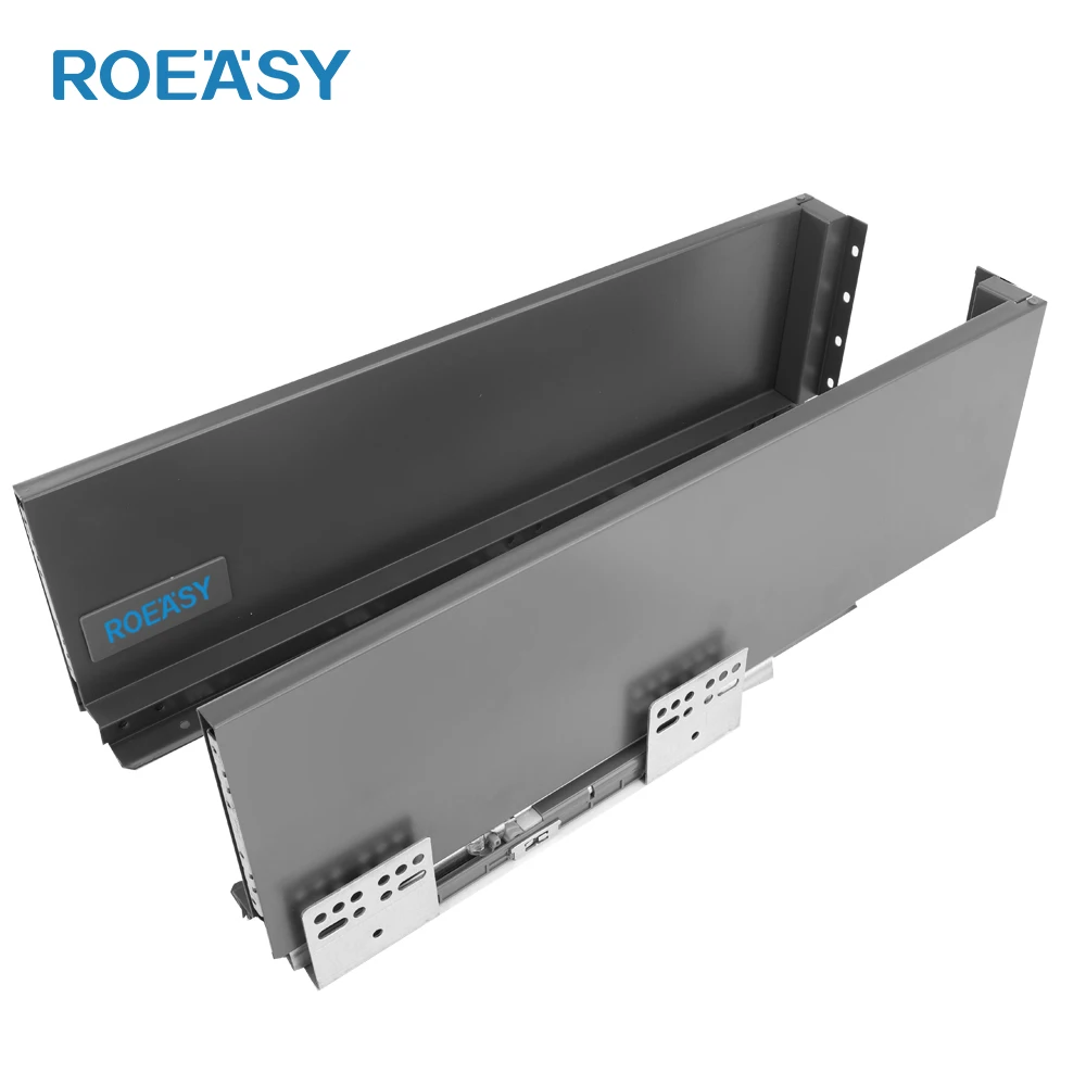Двухстенные выдвижные ящики ROEASY, металлическая тонкая коробка, выдвижные ящики высотой 150 мм, кухонный металлический ящик для выдвижных ящиков