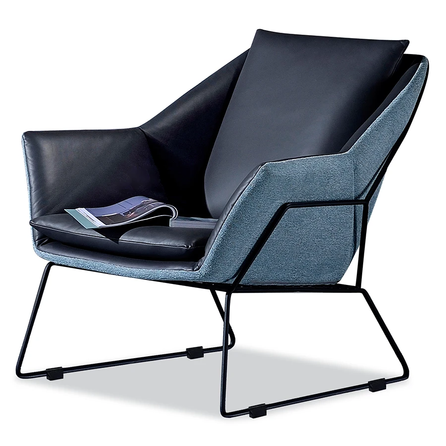 2021 new design fabric metal armchair leather back leisure chair for living room
