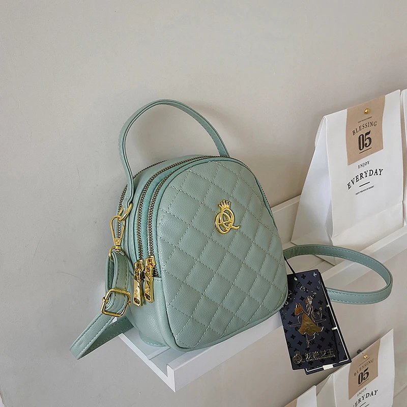 Women Mini Cross Body Mobile Phone handbag Multi-function waterproof sling bag  For Ladies girls solid color quilt  bag