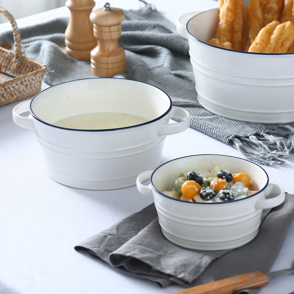 Популярная белая керамическая кастрюля cocotte в стиле кантри с