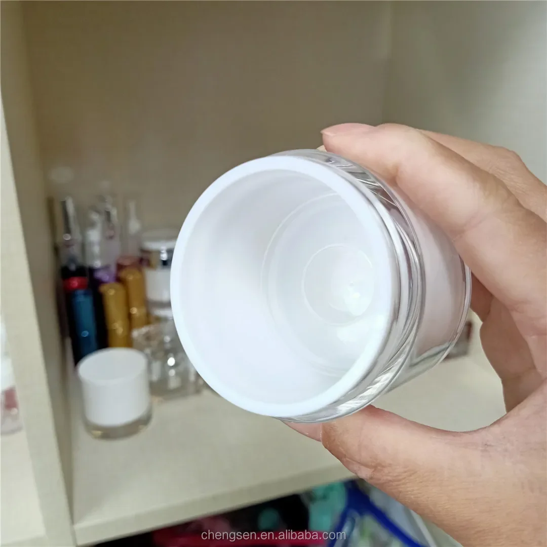 Hot Sale Luxury 15g 30g 50g Empty plastic airless acrylic bottle cosmetic container vacuum pump airless acrylic jar for cream