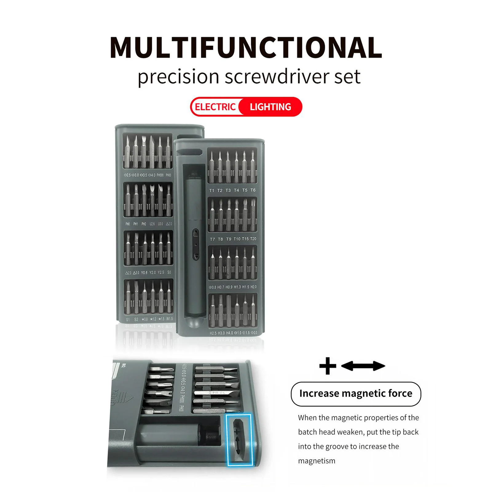 49-In-1 Cordless Precision Screwdriver Set with 48 Magnetic Bits Rechargeable Mini Screwdriver Set for Phone Laptop Camera Watch