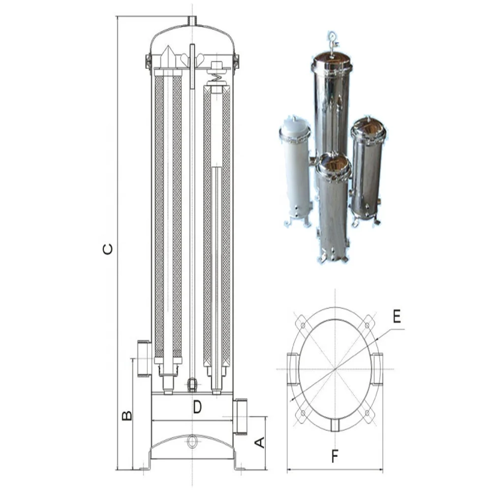  Frotec Industrial Stainless Steel Multi-cartridge Filter Cartridge Housing for RO