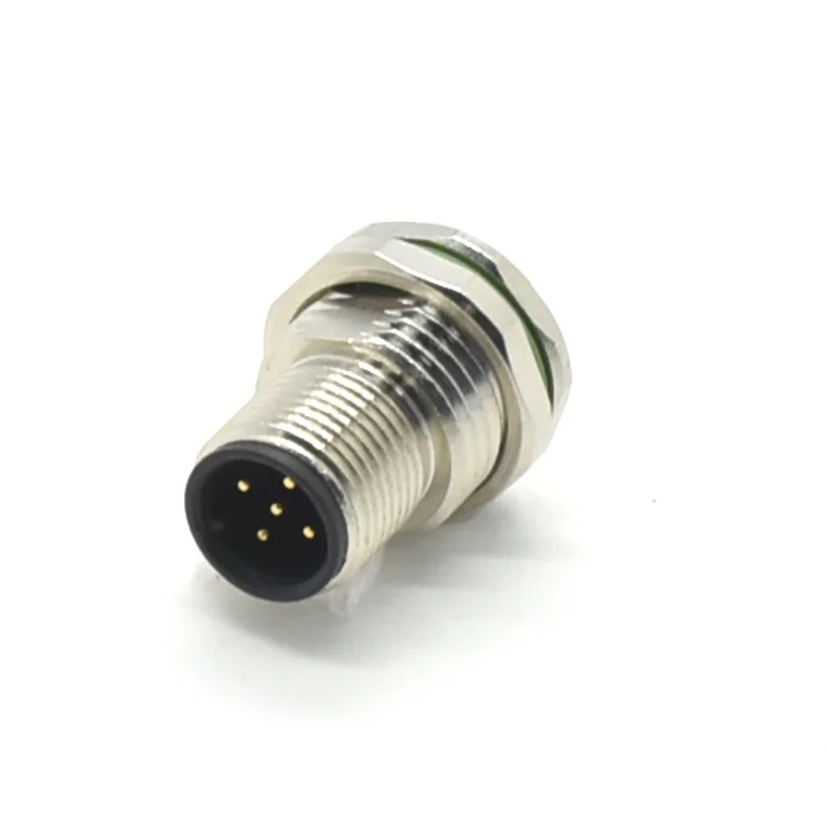 Industrial automation male 5 pin PG9 front fastened socket waterproof M12 connector PCB mount