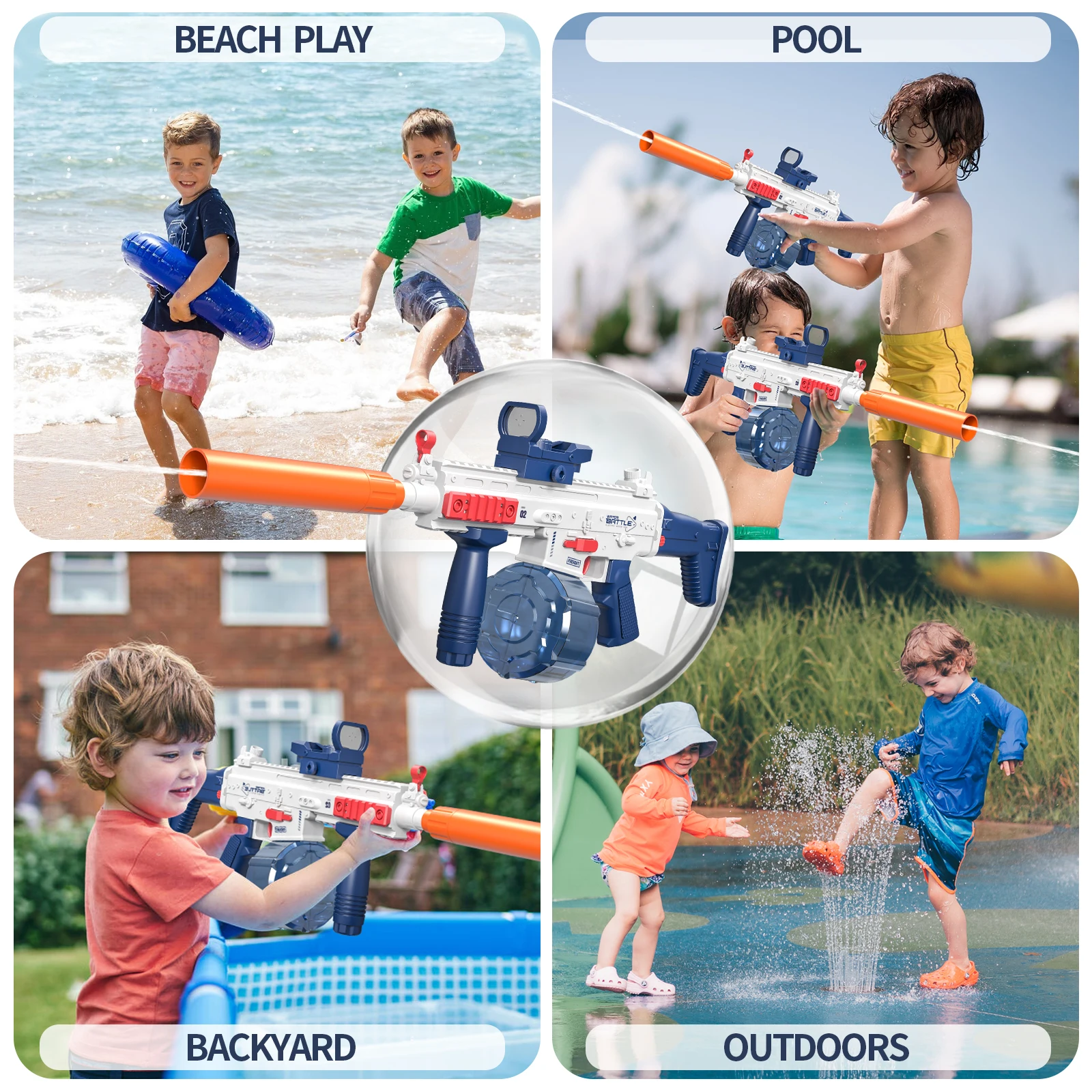 Plastic Portable Powerful Outdoor Shooting Electric Gun Kids Waterproof Automatic Absorption SCAR Water Pellet Gun For Children