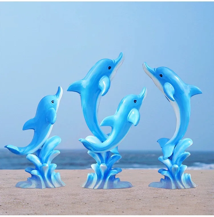 wholesale dolphin blue life size customiozed Cartoon Fountain Decoration fiberglass garden sculpture