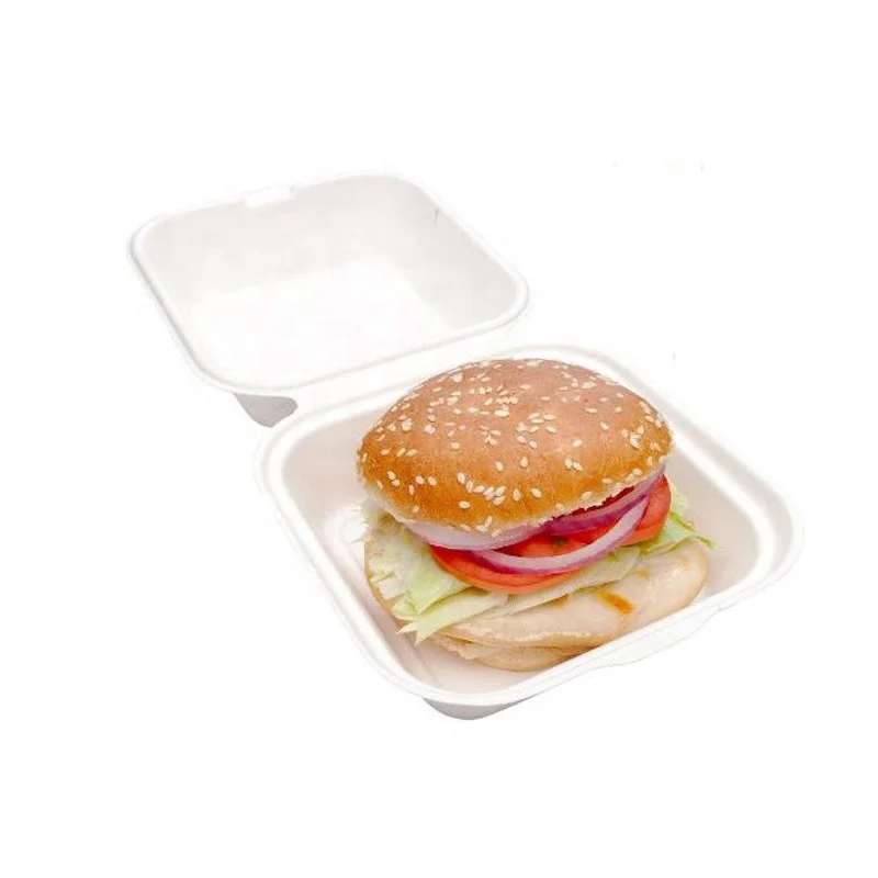 Disposable Breakfast Boxes Food & Beverage Packaging Hamburger 21±0.5g/piece Bagasse Congrun Accept CHB001 CN;SHN Square 1 Box