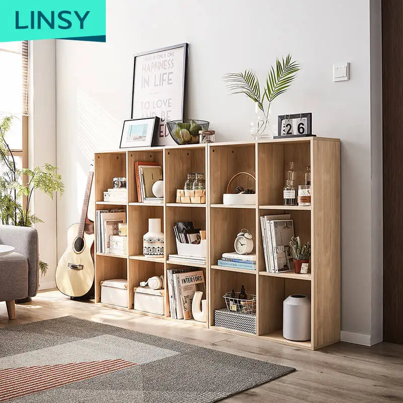 LINSY Wooden Floor Standing Bookshelf Kids Toys Storage Bookshelf Living Room Wood Book Store Case Shelves