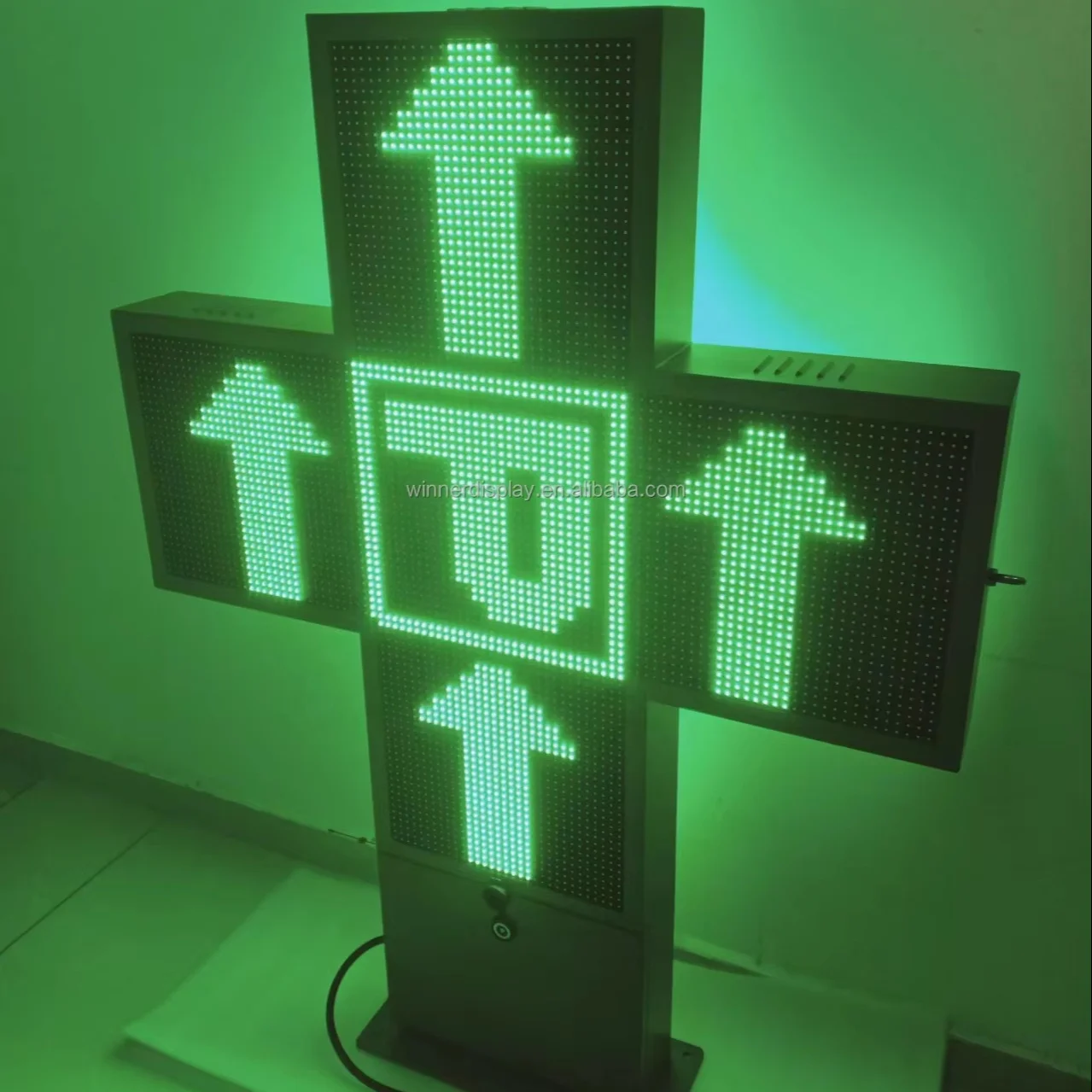 P8 led pharmacy cross sign outdoor full color 800mm HD 3d effect animation  pharmacy cross led screen for advertisement