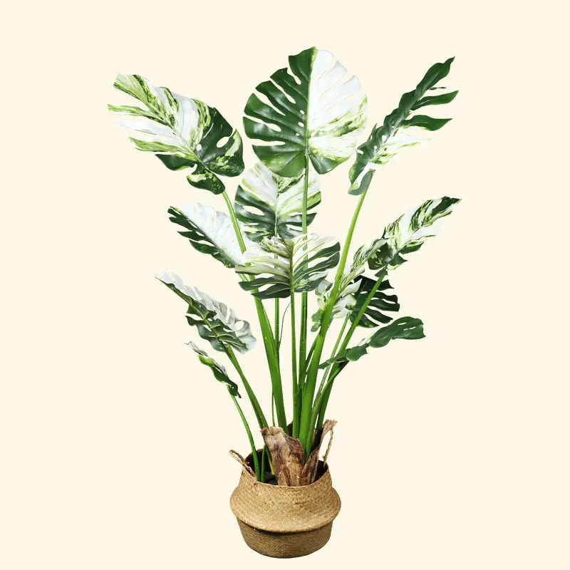 Home Office Indoor Decor Plastic Small Bonsai Plants For Decoration Artificial Monstera Plants Wholesale