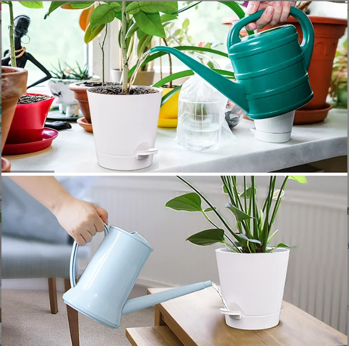 5pcs  Self-Watering Planters with Drainage Hole for Indoor PlantsPlastic Flower Pots for Succulents and African Violets