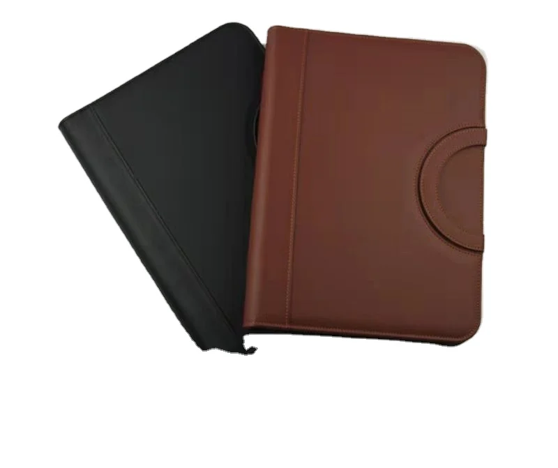 New products Office pu Business Folder A4 Leather Portfolio Zipper File Folder