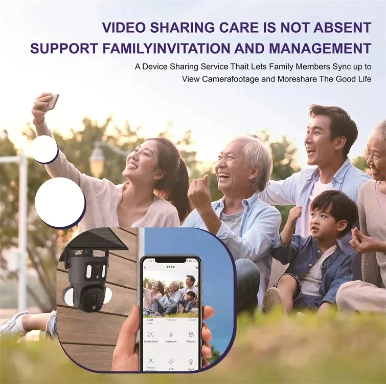 4MP Pir Ptz Dual Lens UBOX APP 9W Solar Wifi Battery Camera