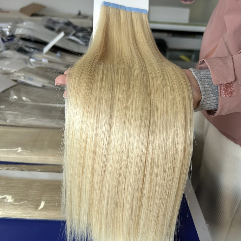 Russian Tape In Human Hair Extensions Double Drawn Remy Cuticle Intact 100% Human Tape In Hair
