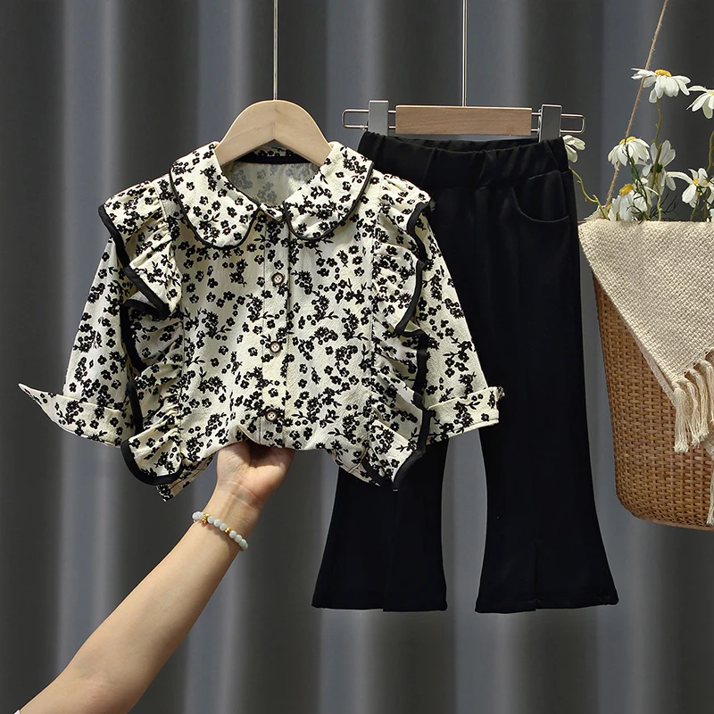 Wholesale baby girl casual suit children clothes sequined lace T-shirt 2-7 years old denim skirt kids suit