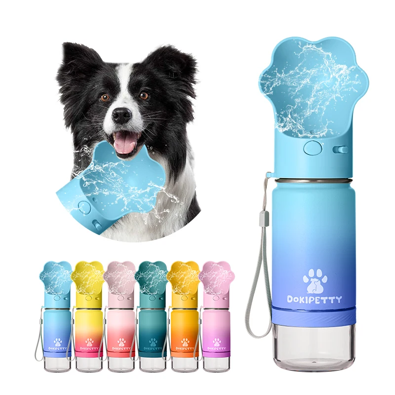 Hot sale 2 in 1 14oz18oz 22oz outdoor travel pet dog stainless steel Leak Proof dog Water Bottle with detachable bowls feeders