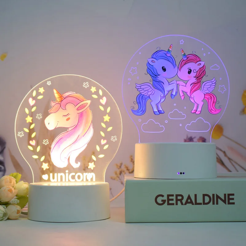 Unicorn Toys for Girls Party Statue Night Light for Kids Baby Children Gift Set Valentines Girlfriend Present Item