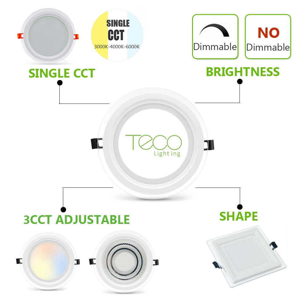 CE Europe single color temperature glass dimmable 3 inch ip44 6w 6 w backlit recessed led panel light