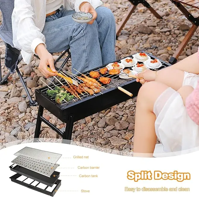 Custom Barbacoa Churrasco Parrilla Mini Small Foldable Portable Barbeque Stove Camping Outdoor Barbecue Charcoal BBQ Grills