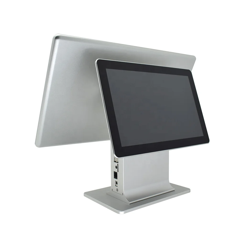 High speed Android 11 15.6 and 10.1 touch Dual screen pos terminal Checkout Counter