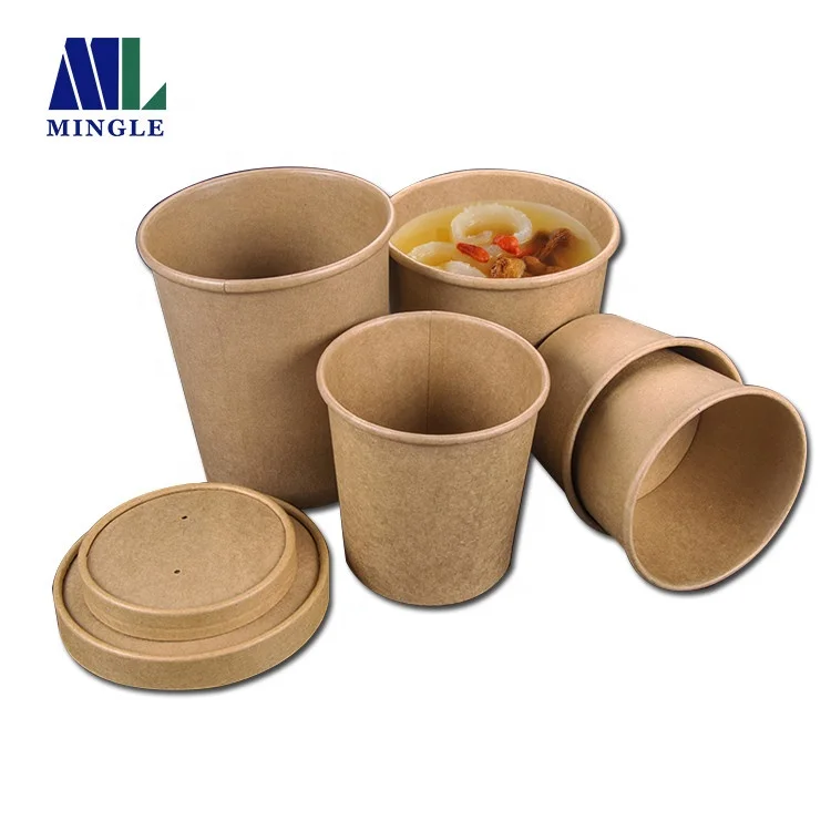 Одноразовая одноразовая суповая чашка из крафт-бумаги vasos