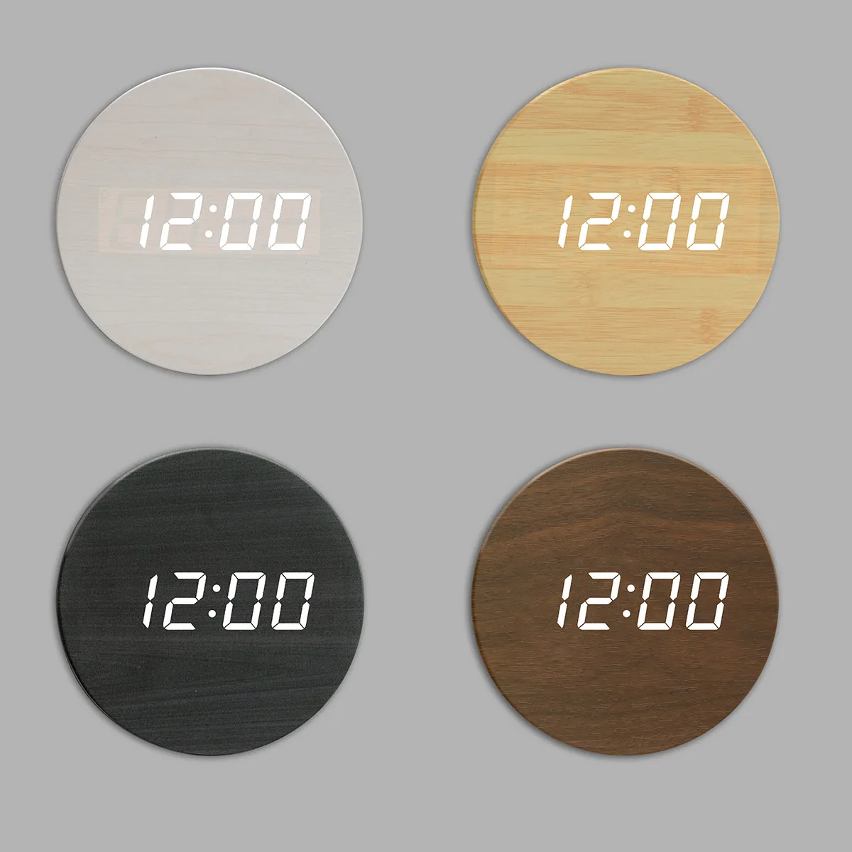 EMAF Novelty modern home decoration led light 12/24H wall clock japan style led digital wooden wall clock for Livingroom office