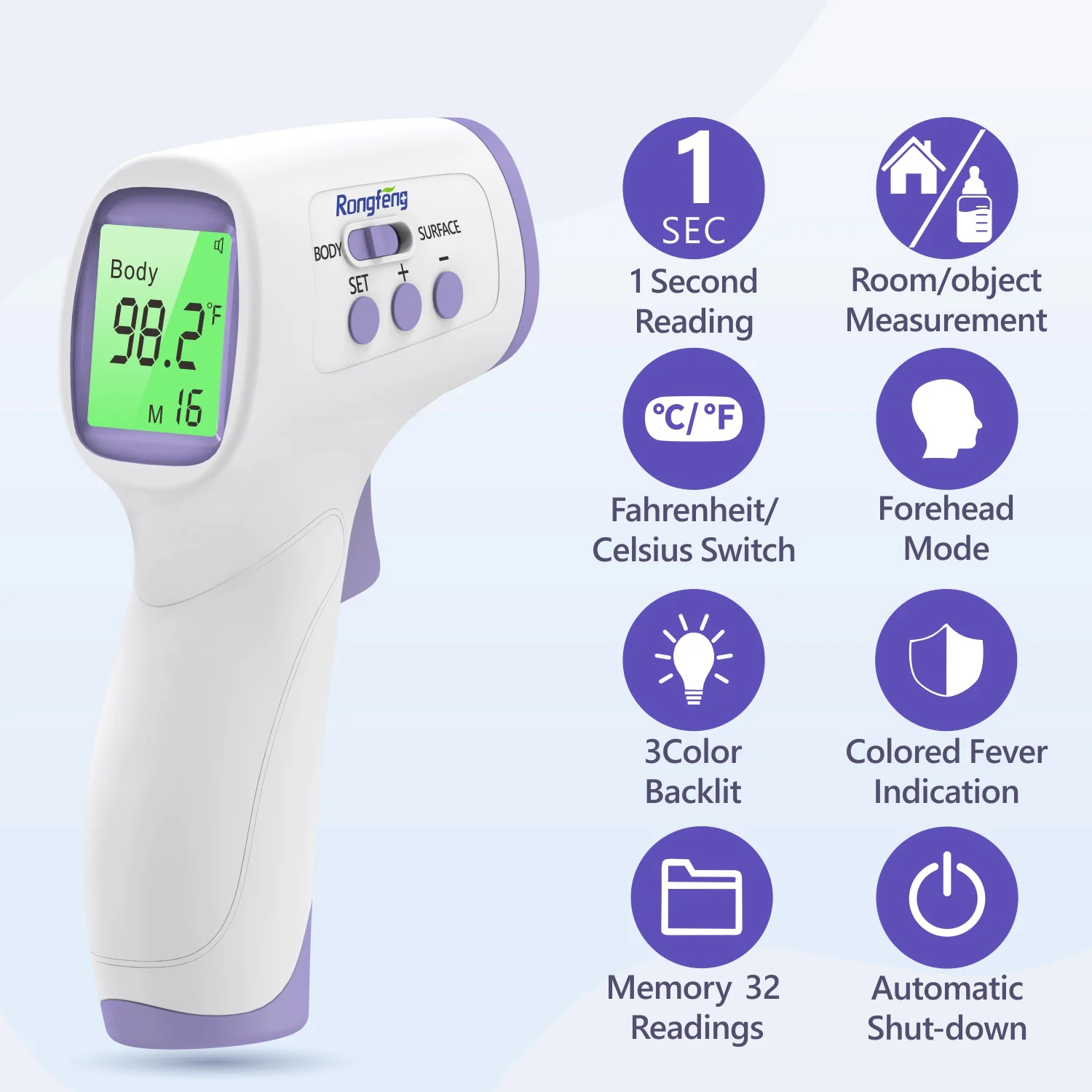 Factory price Medical Non contact Digital Infrared Thermometer Ideal for Baby Infants Adults with Fever alarm