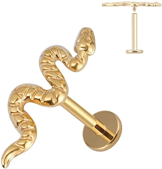 2022 new Custom wholesale ASTM F136 titanium G23 Snake Labret Piercing Lip Jewelry