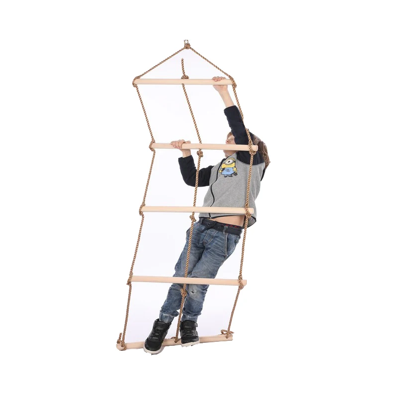 5 Steps Ladder Wooden Climbing Net fitness Rope Ladder For Kids