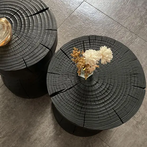 Round Solid Wood Top Side Table Pedestal End Table