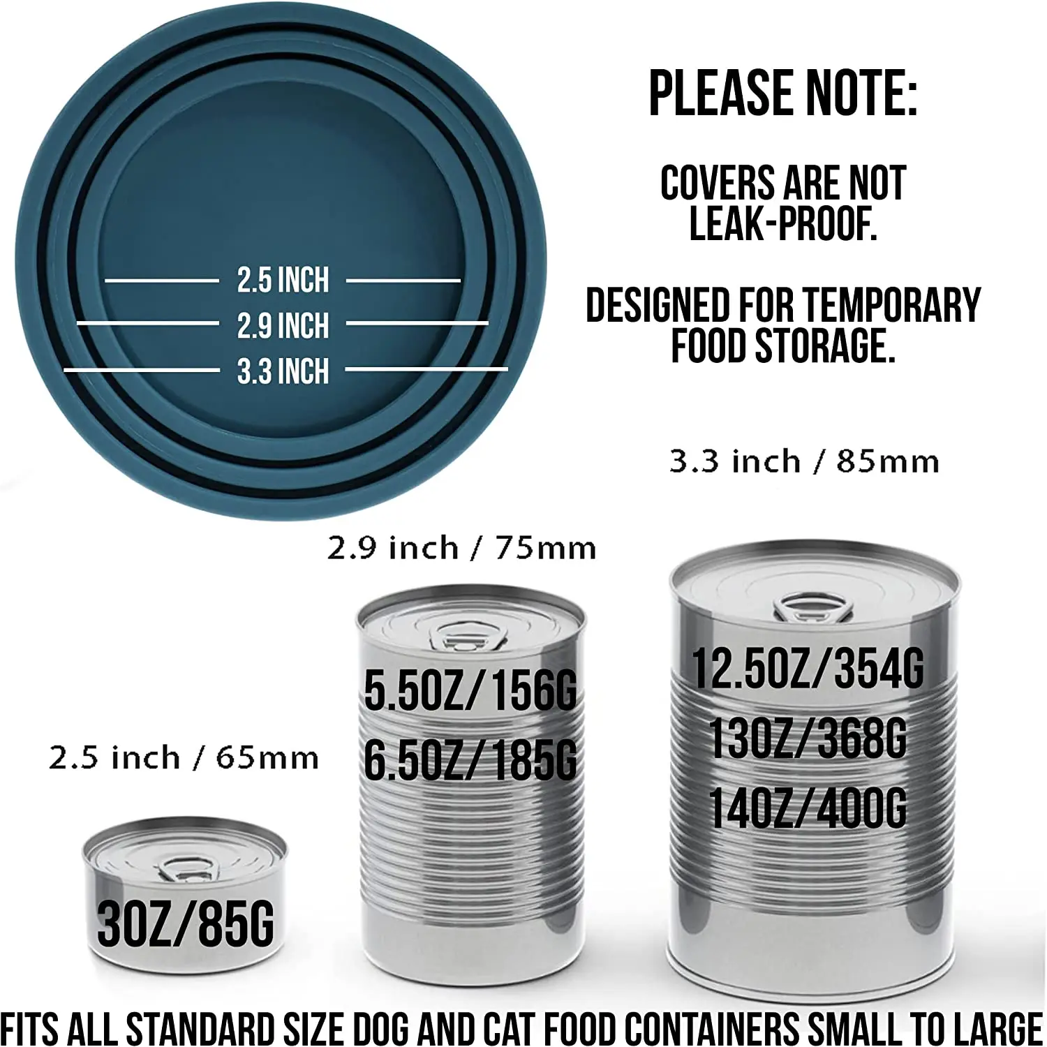 Dog Food Can Lids 12, 13, 22oz etc Universal Size BPA Free Silicone Covers for Cat and Pet Food