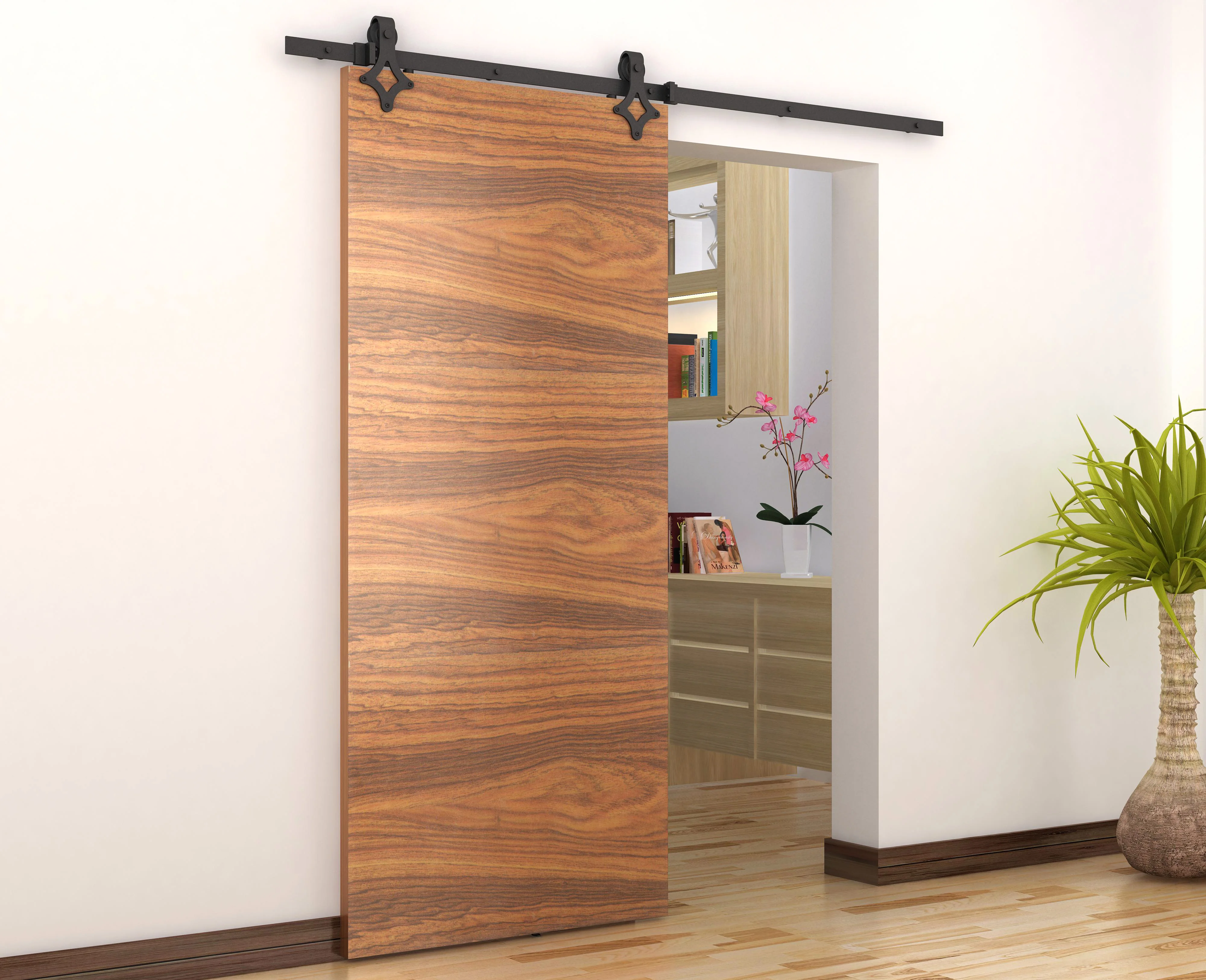 High Quality Wholesale Rustic Barn Doors Diamond Shape Sliding Hardware Kits Modern Sliding Door System