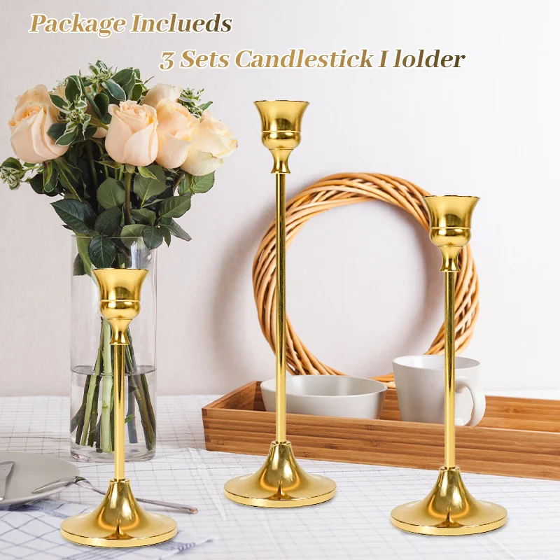 Clear Candlestick Nordic Geometric Stand Tall Wall Luxury gold Metal Candle Holder For Home Decor