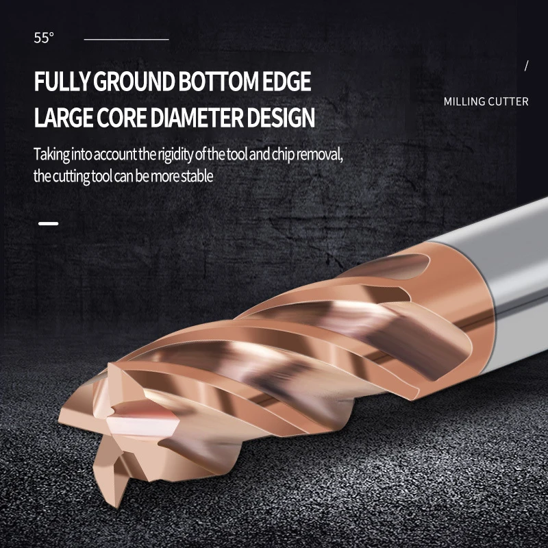 Cemented Tungsten Carbide Indexable Cutters Flatten Square Solid End Mill Deep Groove Milling Cutter