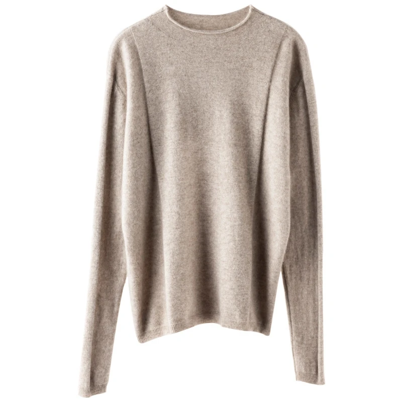 OEM ODM Knitted Slim Fit Ladies Crew Neck 65% Merino Wool 35% Cashmere Women Sweater