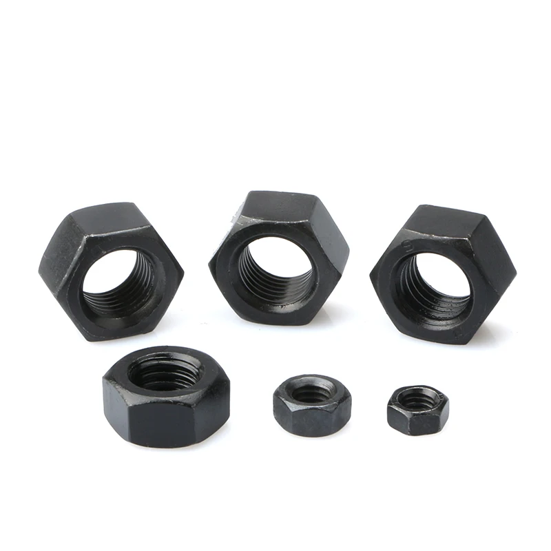 Plain M4 M8 Nut Zinc Colored Carbon Steel Metric Customized Hex Oxide Black Industry Fasteners Hex Nuts