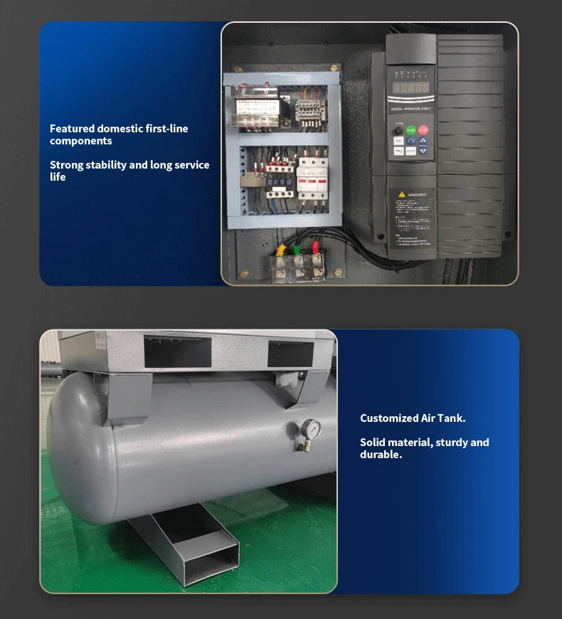 Горячая Распродажа индивидуальная поддержка 5.5kw 7.5HP воздушное охлаждение роторные промышленные компрессоры бесшумные воздушные компрессоры винтовой воздушный компрессор