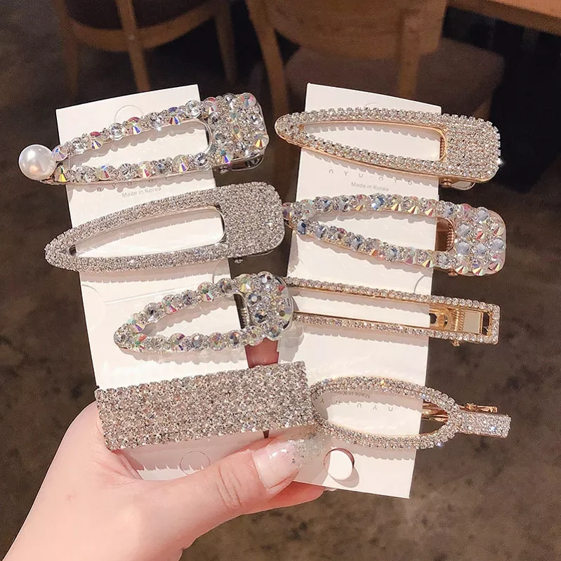 Newest Bling Ultra Sparkly Pearl Barrettes Alligator Hairclips Hair Styling Accessories Crystal Rhinestone Hair Clips For Women