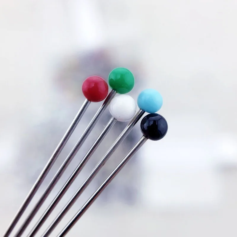 in Stock 38mm Aluminum Crochet Hook Sewing Machine Needles Holder Steel Hijab and Knitting Needles Set with Glass Head Bead