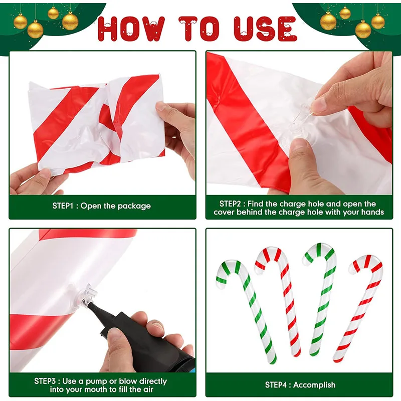 Christmas Inflatable Candy Canes Inflatable Candy Sticks for Christmas Indoor Outdoor Party Decorations