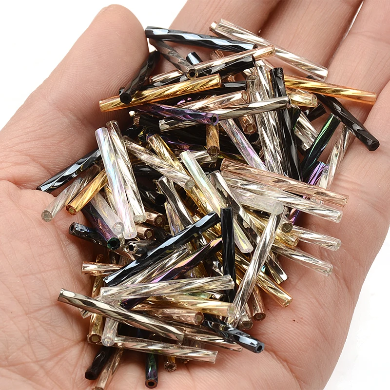 Wholesale 4x25mm Twist Glass Beads Czech Bugles Beads for Jewelry Making DIY Accessories Sewing