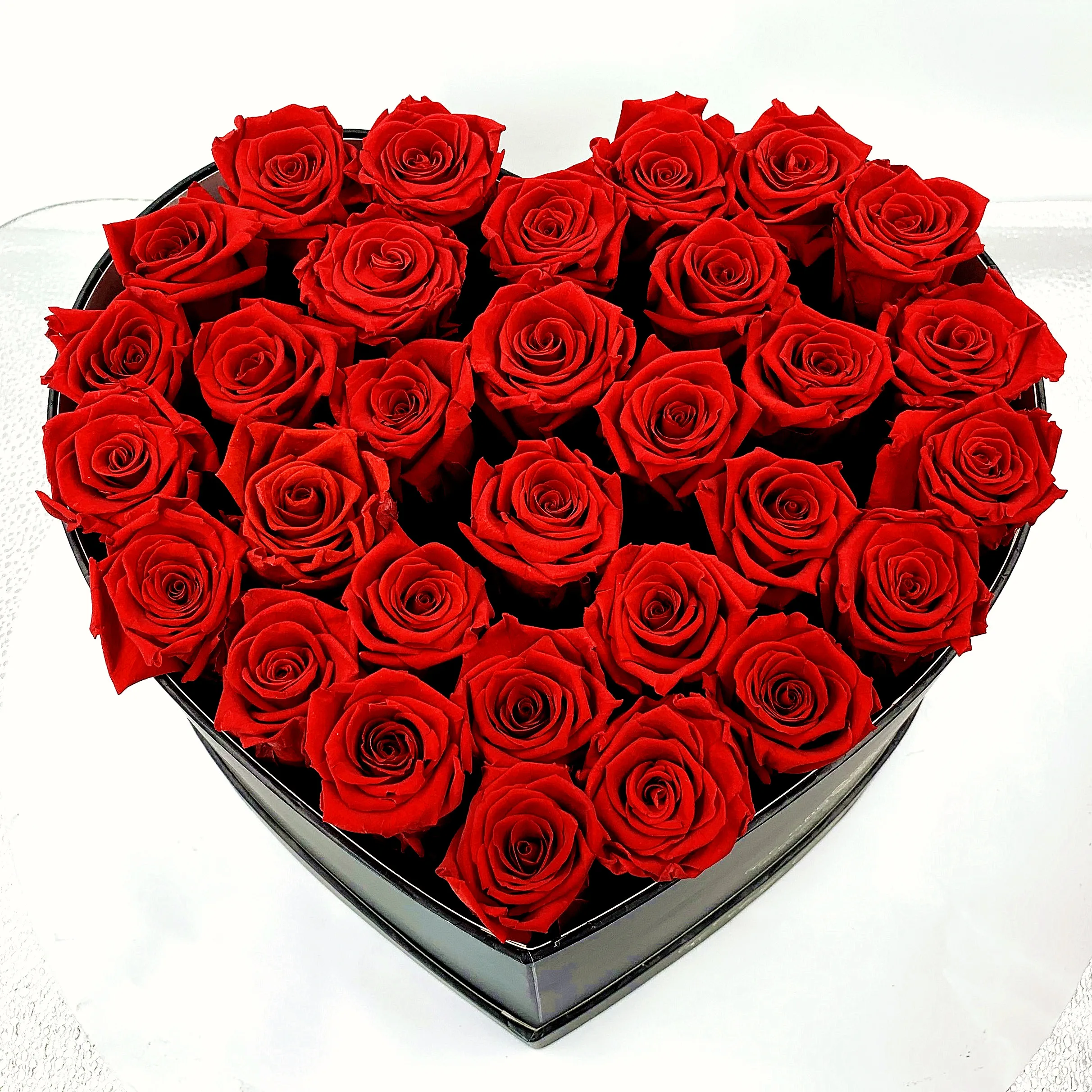 
Wholesale Customized Long Lasting Rose Preserved Unique Heart Shape Black Soap Flower Box For Eternal Perfume And Wine 