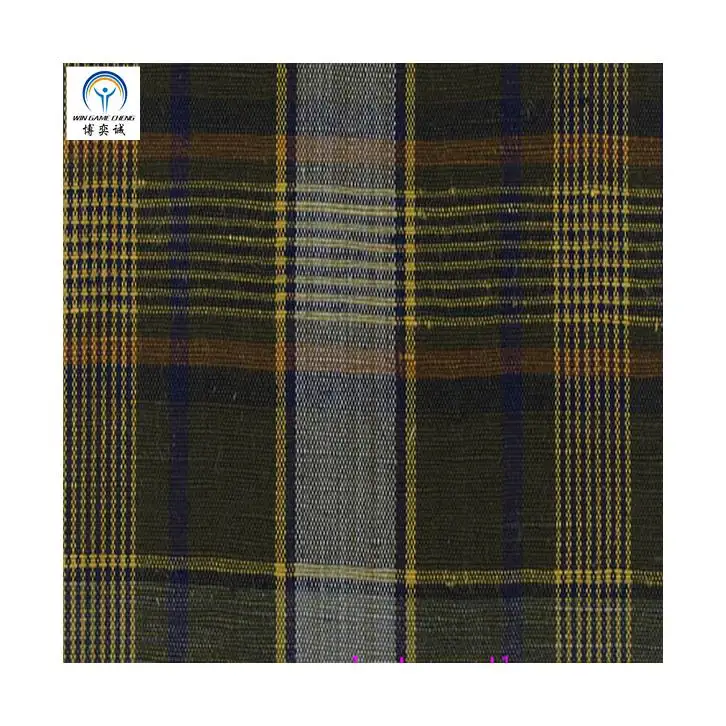 Yarn Dyed Pattern and plaid check 55%linen 45%tencel woven fabric for garment