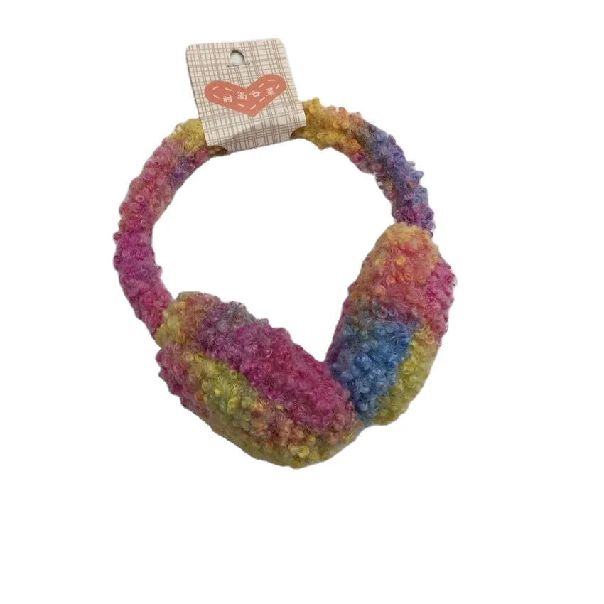 Наушники Tie Dye для девочек и женщин, новинка 2021, индивидуальная зимняя шапка пушистая, Радужная, из искусственного меха, теплые уши