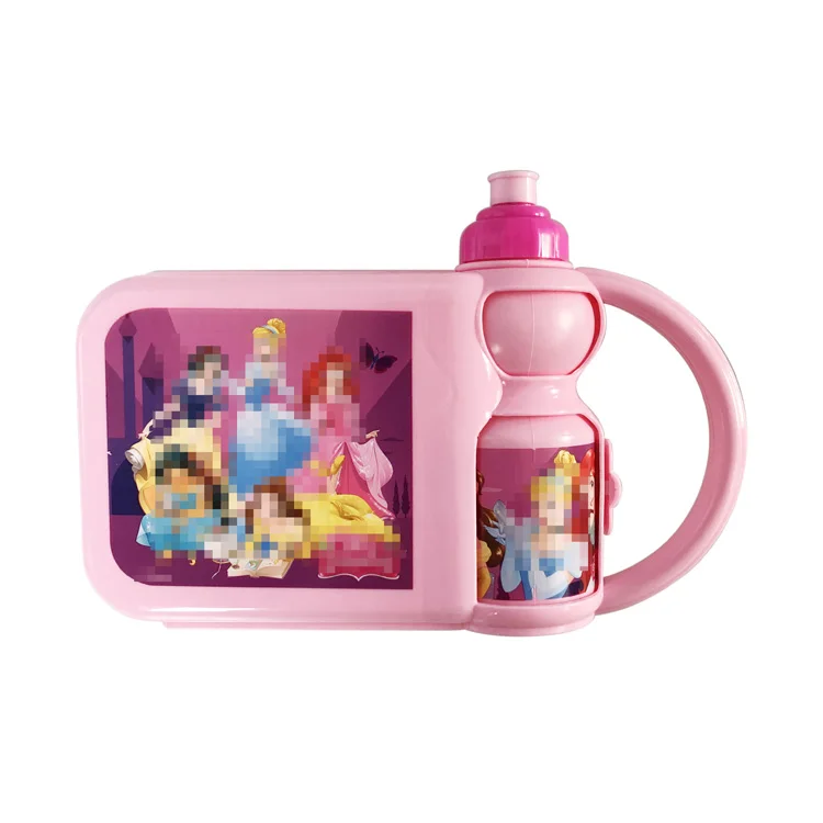 Детский подарок, пластиковый школьный Ланч-бокс для детей с цветным принтом без бисфенола А, с бутылкой для воды, для детей