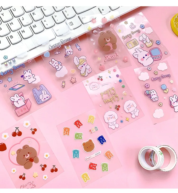 Korean Style Cute Cartoon PET Stickers Retro Personality Creative Mobile Phone iPad Decorative Stickers