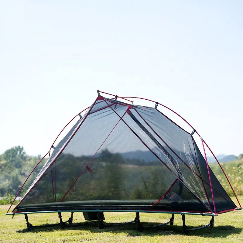 Waterproof Outdoor 1-Person Ultralight Camping Cot Tent Portable Pop-up Folding Design with Elevated Sleeping Option