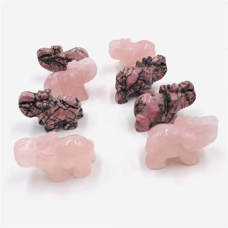 Hot sale crystal Carving Crafts rose quartz crystal elephant for gifts souvenir