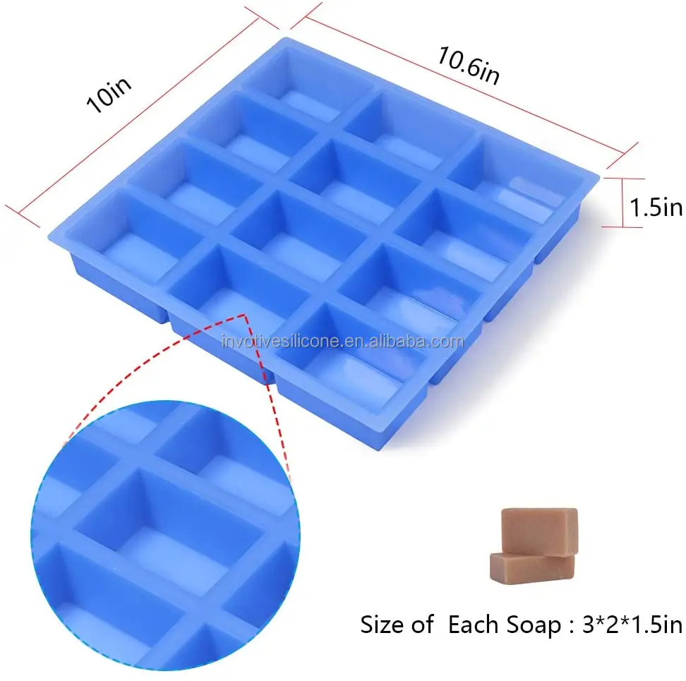 Soap Mold Cavity Handmade Rectangle Silicone 12 Custom Logo Moulds Cake Tools Moule Silicone Moule En Silicone Pour Savon 500pcs